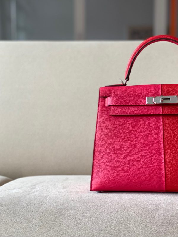Kelly HSS 28 Epsom Rouge de Coeur(S3) and Rose Extreme(I6) and Blue Zanzibar(B3) Palladium Hardware - Image 2