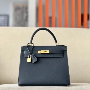 Kelly 28 Epsom Bleu Nuit(2Z) Gold Hardware
