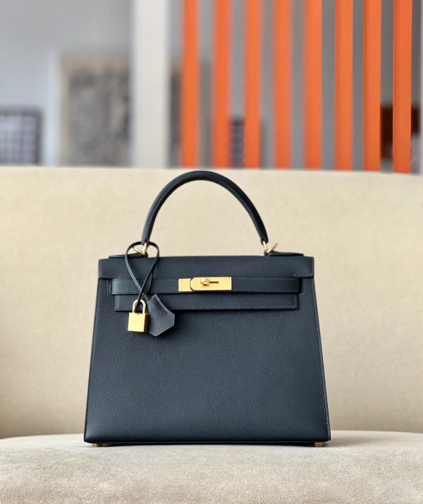 Kelly 28 Epsom Bleu Nuit(2Z) Gold Hardware