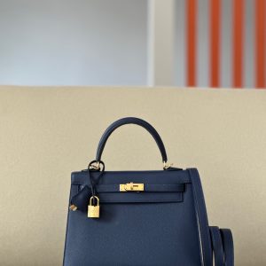 Kelly 25 Epsom Blue saphir (73) Gold Hardware