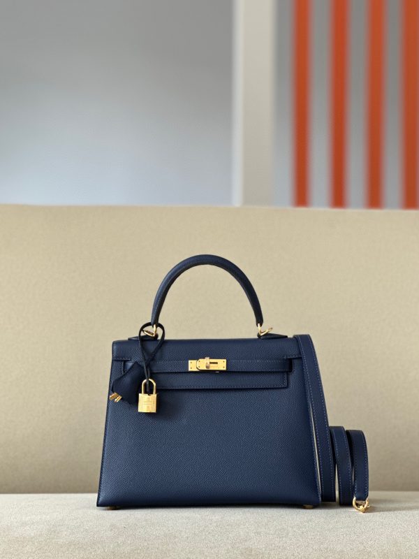 Kelly 25 Epsom Blue saphir (73) Gold Hardware
