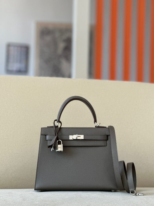 Kelly 25 Epsom Etain (8F) Palladium Hardware