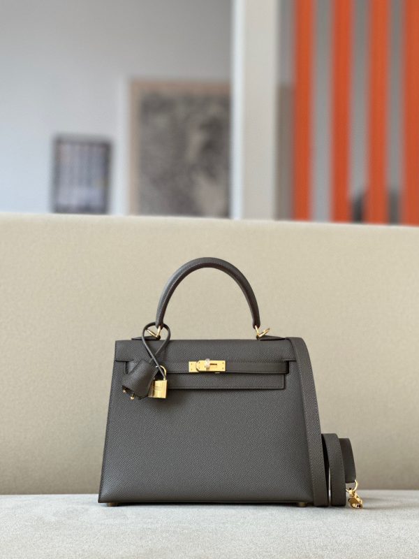 Kelly 25 Epsom Etain (8F) Gold Hardware