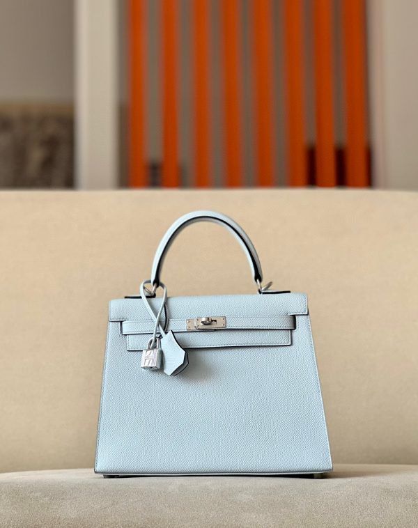 Kelly 25 Epsom Bleu Brume (T0) Palladium Hardware