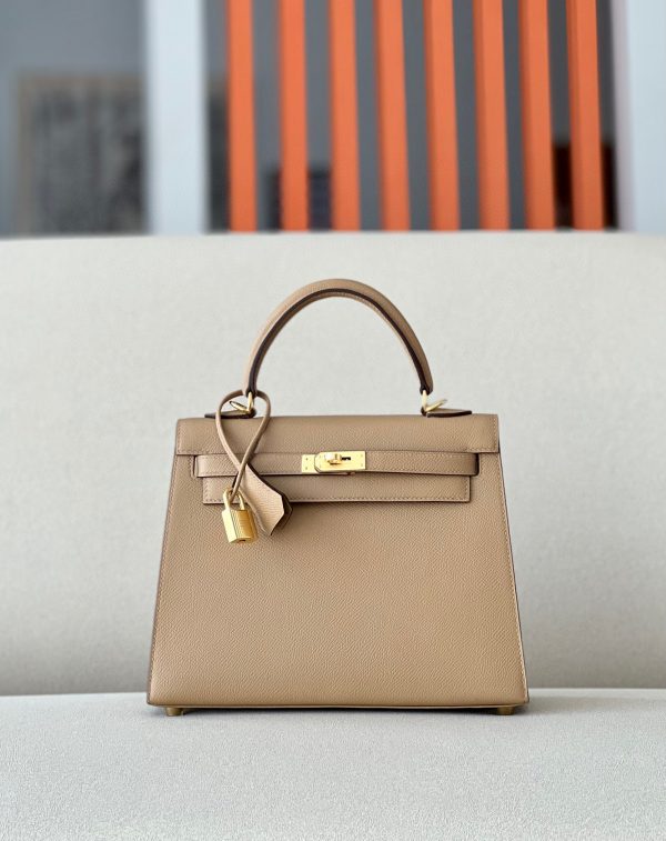 Kelly 25 Epsom Chai (0M) Gold Hardware