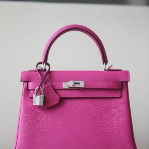 Kelly 25 Epsom Rose Pourpre (L3) Palladium Hardware