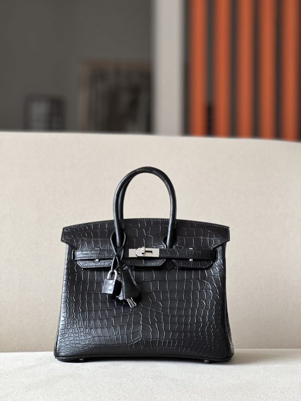 Birkin 25 Matte Porosus Crocodile Black CK89 Palladium Hardware