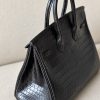 Birkin 25 Matte Porosus Crocodile Black CK89 Palladium Hardware - Image 9