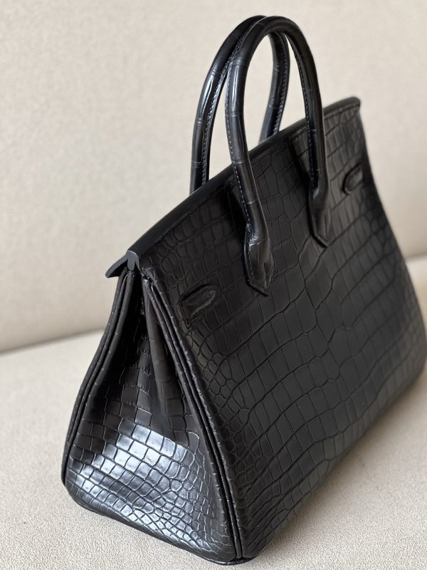 Birkin 25 Matte Porosus Crocodile Black CK89 Palladium Hardware - Image 9