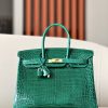 Birkin 35 Shiny Niloticus Crocodile Vert Emeraude 6Q Gold Hardware
