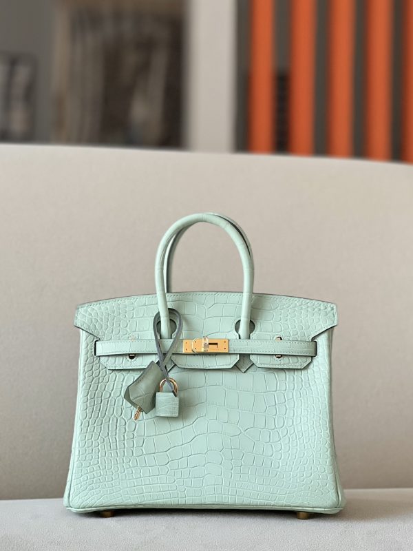 Birkin 25 Matte Alligator Crocodile Menthe Gold Hardware 6U