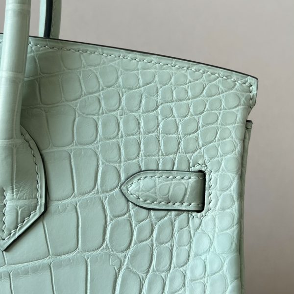 Birkin 25 Matte Alligator Crocodile Menthe Gold Hardware 6U - Image 6