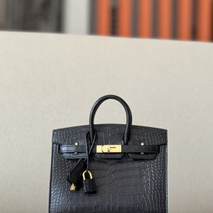 Birkin 20 Matte Alligator Crocodile Black Gold Hardware CK89