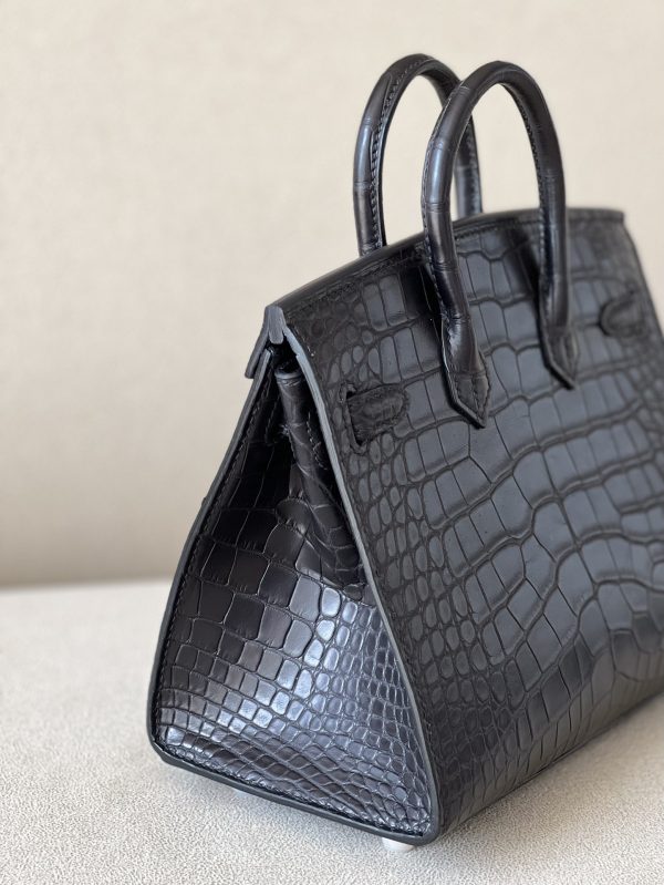 Birkin 20 Matte Alligator Crocodile Black Gold Hardware CK89 - Image 5