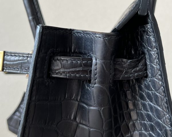 Birkin 20 Matte Alligator Crocodile Black Gold Hardware CK89 - Image 3