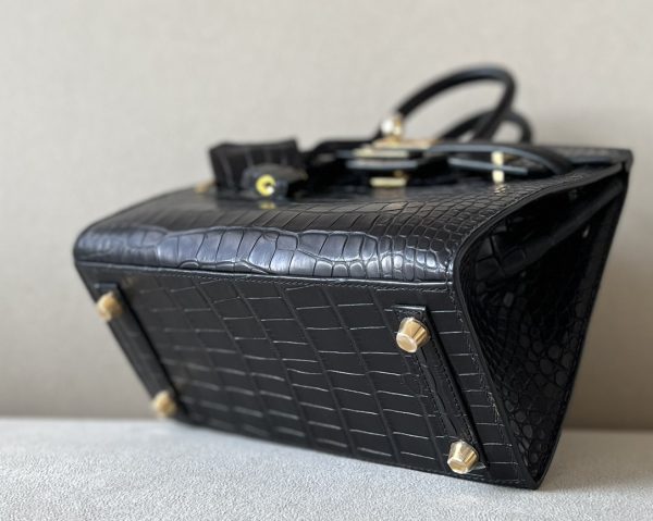 Birkin 20 Matte Alligator Crocodile Black Gold Hardware CK89 - Image 2