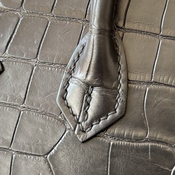 Birkin 20 Matte Alligator Crocodile Black Gold Hardware CK89 - Image 9