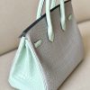 Birkin 25 Matte Alligator Crocodile Two-tone 2H kraft Y1 Vanille Gold Hardware - Image 9