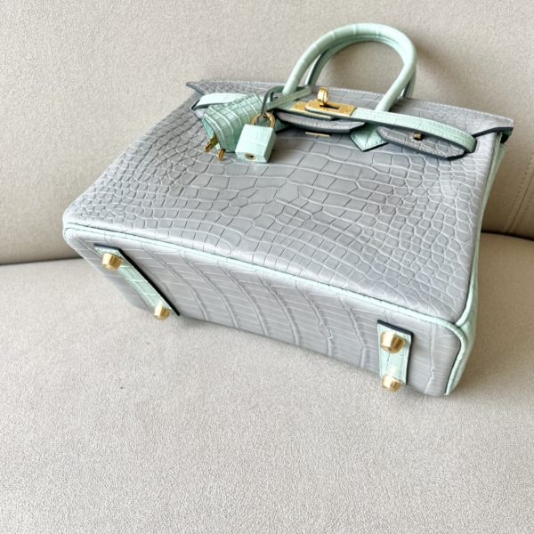 Birkin 25 Matte Alligator Crocodile Two-tone 2H kraft Y1 Vanille Gold Hardware - Image 8