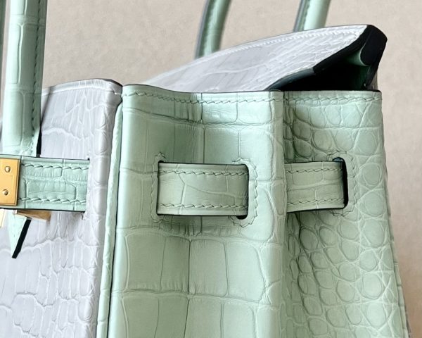 Birkin 25 Matte Alligator Crocodile Two-tone 2H kraft Y1 Vanille Gold Hardware - Image 7