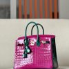 Birkin 25 Matte Niloticus Crocodile Menthe Palladium Hardware - Image 9
