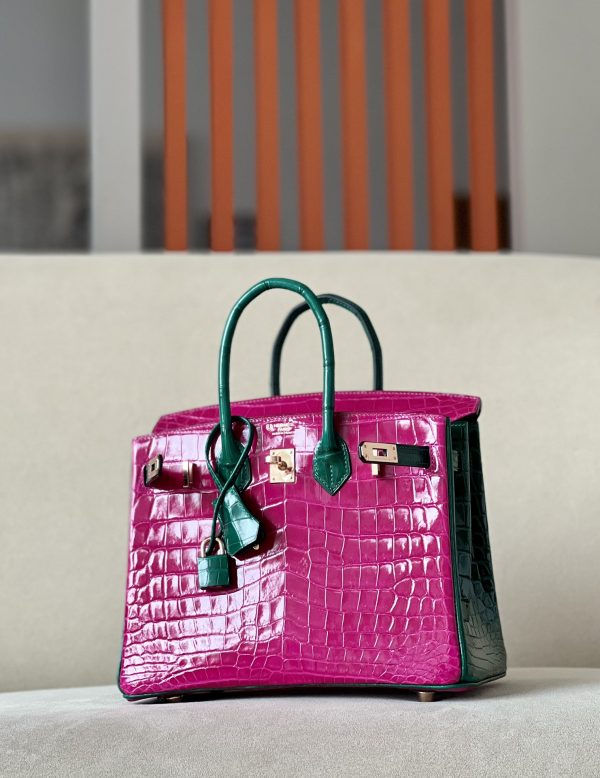 Birkin 25 Matte Niloticus Crocodile Menthe Palladium Hardware - Image 9