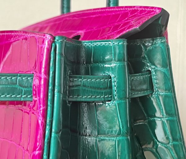 Birkin 25 Matte Niloticus Crocodile Menthe Palladium Hardware - Image 7