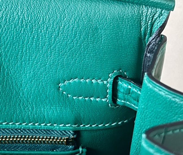 Birkin 25 Matte Niloticus Crocodile Menthe Palladium Hardware - Image 5