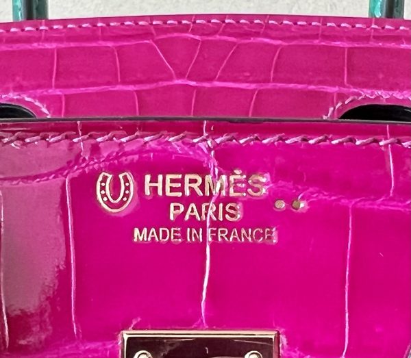 Birkin 25 Matte Niloticus Crocodile Menthe Palladium Hardware - Image 4