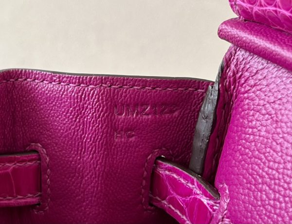 Birkin 25 Shiny Alligator Crocodile Rose Sheherazade Gold Hardware J5 - Image 6