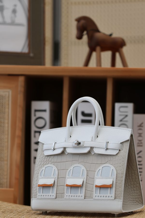 Herm¨¨s Birkin 20 Faubourg Sellier Beton Matte Alligator Palladium Hardware - Image 5