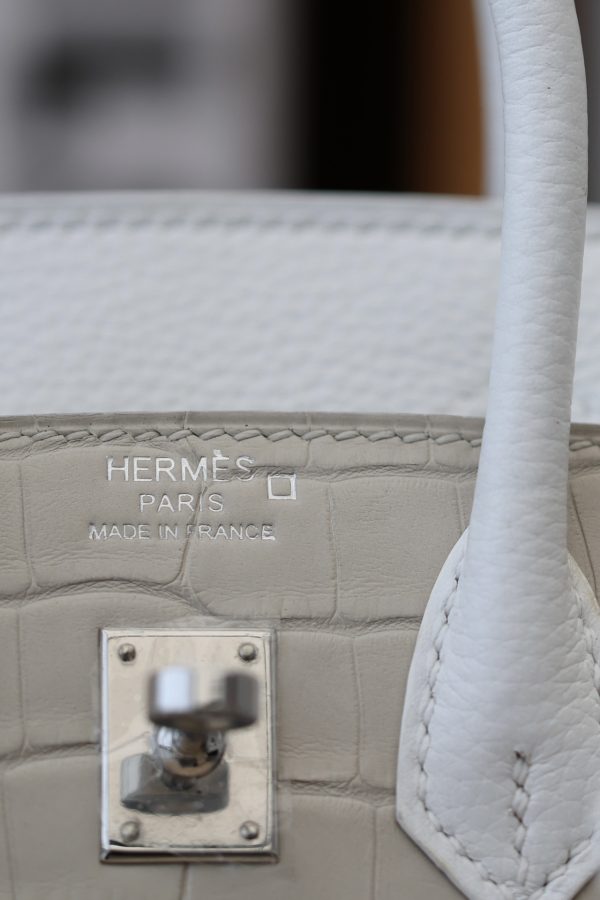 Herm¨¨s Birkin 20 Faubourg Sellier Beton Matte Alligator Palladium Hardware - Image 9