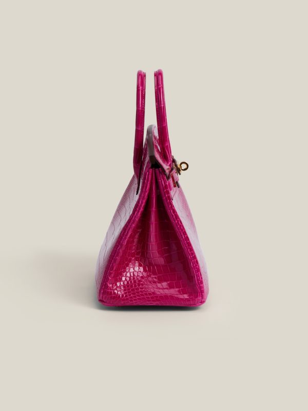 Birkin 25 Shiny Alligator Crocodile Rose Sheherazade Crystal buckle - Image 8