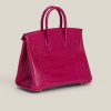 Birkin 25 Shiny Alligator Crocodile Rose Sheherazade Crystal buckle - Image 4