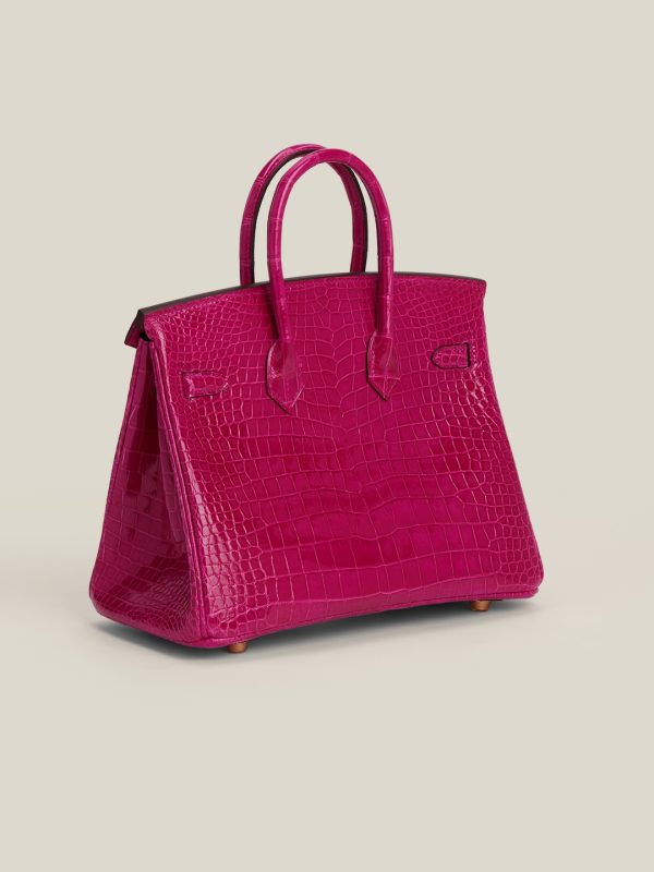 Birkin 25 Shiny Alligator Crocodile Rose Sheherazade Crystal buckle - Image 4
