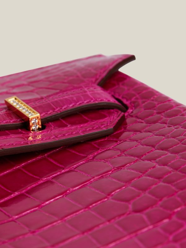 Birkin 25 Shiny Alligator Crocodile Rose Sheherazade Crystal buckle - Image 3