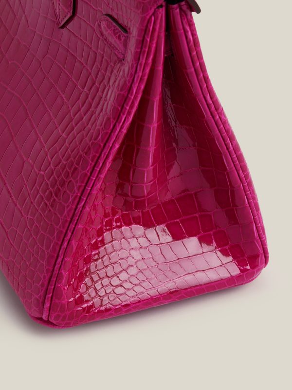 Birkin 25 Shiny Alligator Crocodile Rose Sheherazade Crystal buckle - Image 2