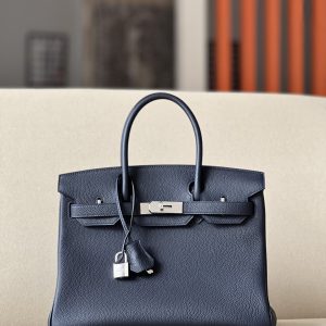 Birkin 30 Togo Blue Nuit 2Z Palladium Hardware