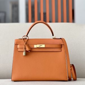 kelly 32 Epsom Orange 93 Gold Hardware