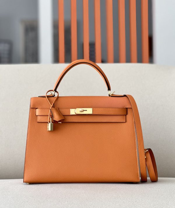kelly 32 Epsom Orange 93 Gold Hardware