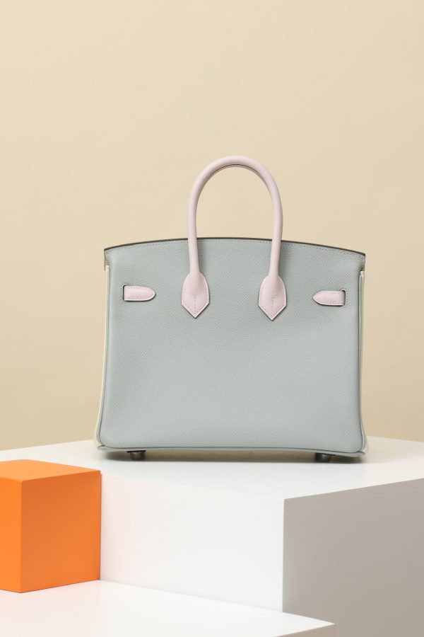 Birkin HSS 25 Bleu Glacier 8U,Mauve Pale 09 And Nata l2 Epsom Palladium Hardware - Image 3