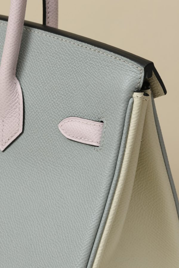 Birkin HSS 25 Bleu Glacier 8U,Mauve Pale 09 And Nata l2 Epsom Palladium Hardware - Image 5