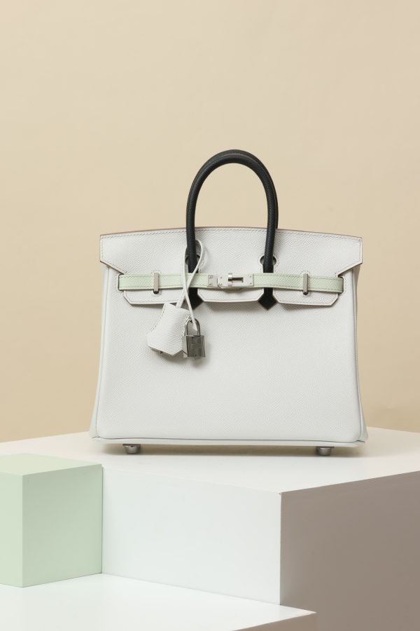 Birkin HSS 25 Gris Pale M4,Vert Fizz 0S And Graphite 88 Epsom Palladium Hardware