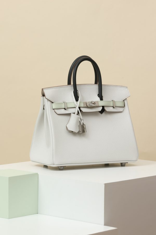 Birkin HSS 25 Gris Pale M4,Vert Fizz 0S And Graphite 88 Epsom Palladium Hardware - Image 2
