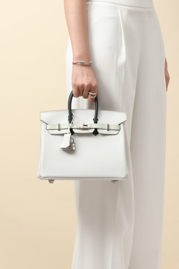 Birkin HSS 25 Gris Pale M4,Vert Fizz 0S And Graphite 88 Epsom Palladium Hardware - Image 8