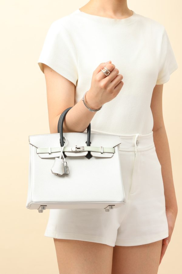 Birkin HSS 25 Gris Pale M4,Vert Fizz 0S And Graphite 88 Epsom Palladium Hardware - Image 9