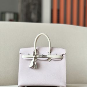 Birkin HSS 25 Mauve Pale 09 And Craie 10 Epsom Palladium Hardware