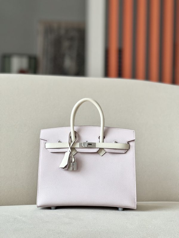 Birkin HSS 25 Mauve Pale 09 And Craie 10 Epsom Palladium Hardware