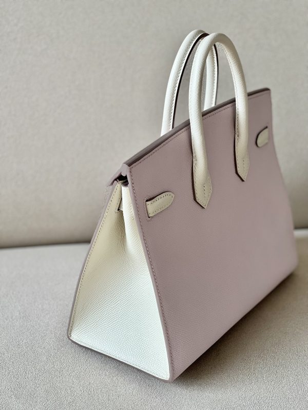 Birkin HSS 25 Mauve Pale 09 And Craie 10 Epsom Palladium Hardware - Image 2