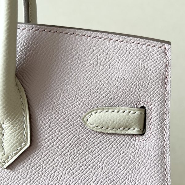 Birkin HSS 25 Mauve Pale 09 And Craie 10 Epsom Palladium Hardware - Image 3